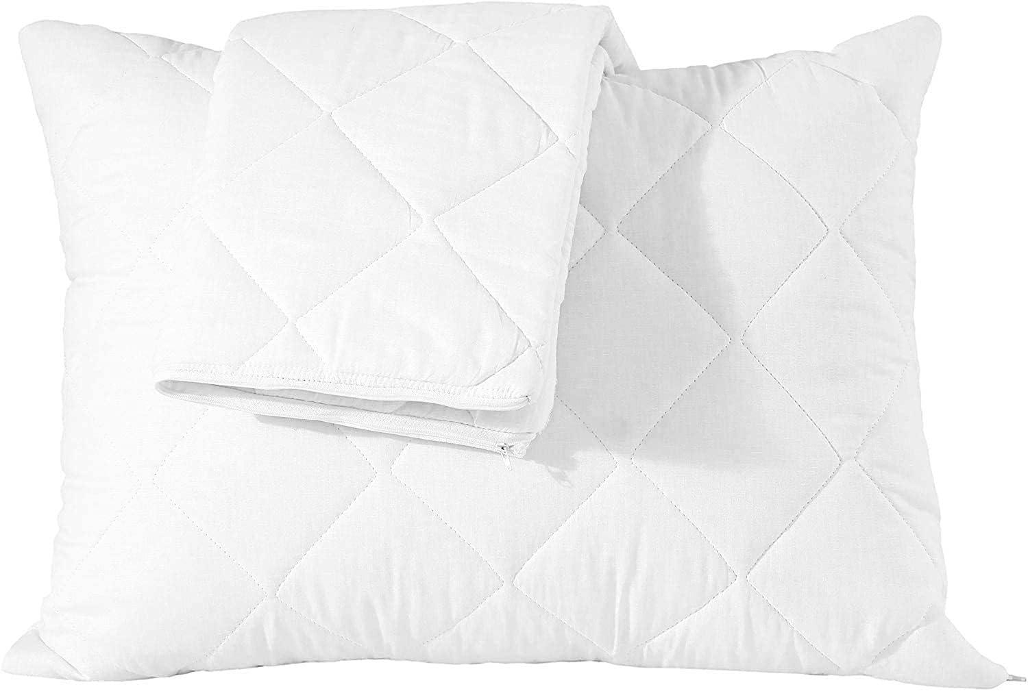 image:imageWaterproof Quilted Pillow Protectors King Ultra Soft Thick Pair 20x36 Inches Brushed Ultra Plush White Zippered Set of 2 Size EncasementWhite