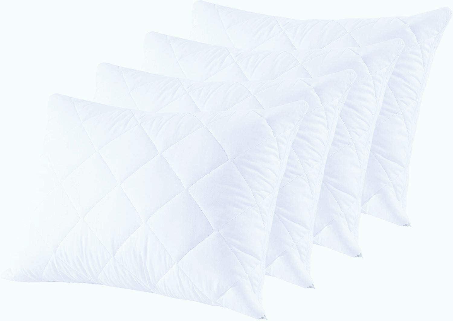 image:imageWaterproof Quilted Pillow Protectors King Ultra Soft Thick Pair 20x36 Inches Brushed Ultra Plush White Zippered Set of 2 Size EncasementWhite