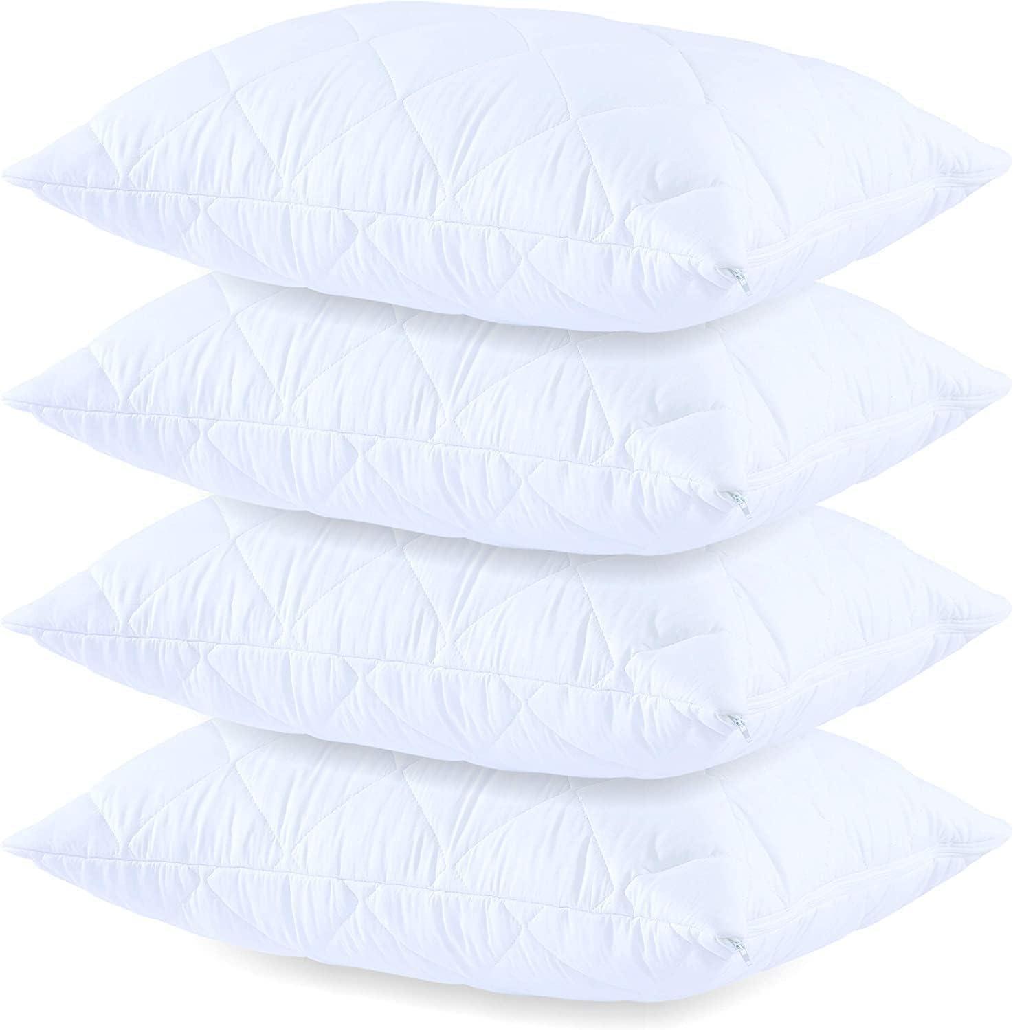 image:imageWaterproof Quilted Pillow Protectors King Ultra Soft Thick Pair 20x36 Inches Brushed Ultra Plush White Zippered Set of 2 Size EncasementWhite