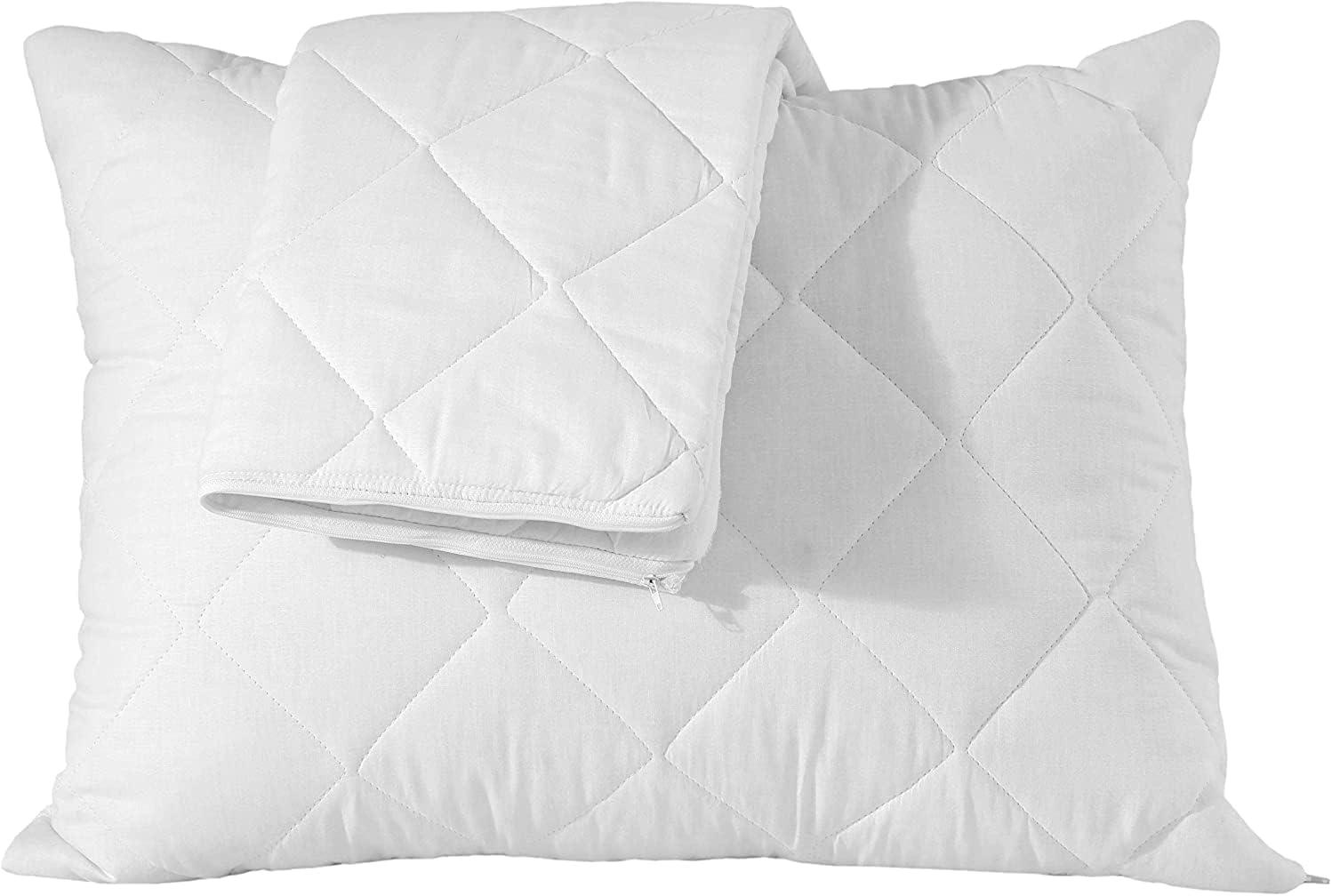 image:imageWaterproof Quilted Pillow Protectors King Ultra Soft Thick Pair 20x36 Inches Brushed Ultra Plush White Zippered Set of 2 Size EncasementWhite