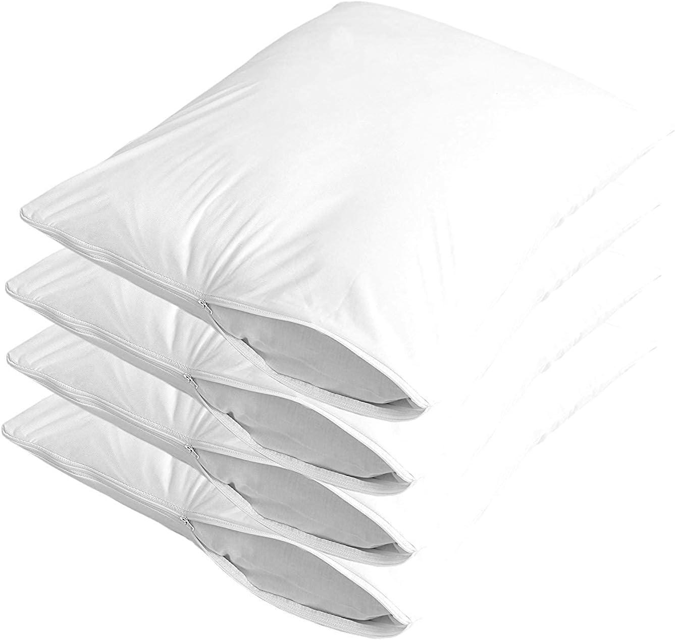 image:imageWaterproof Quilted Pillow Protectors King Ultra Soft Thick Pair 20x36 Inches Brushed Ultra Plush White Zippered Set of 2 Size EncasementWhite