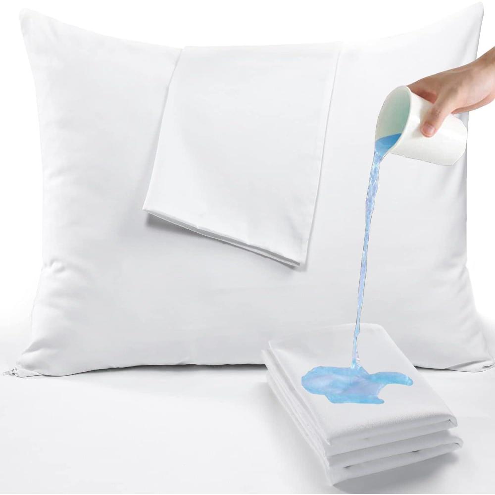 image:imageWaterproof Quilted Pillow Protectors King Ultra Soft Thick Pair 20x36 Inches Brushed Ultra Plush White Zippered Set of 2 Size EncasementWhite